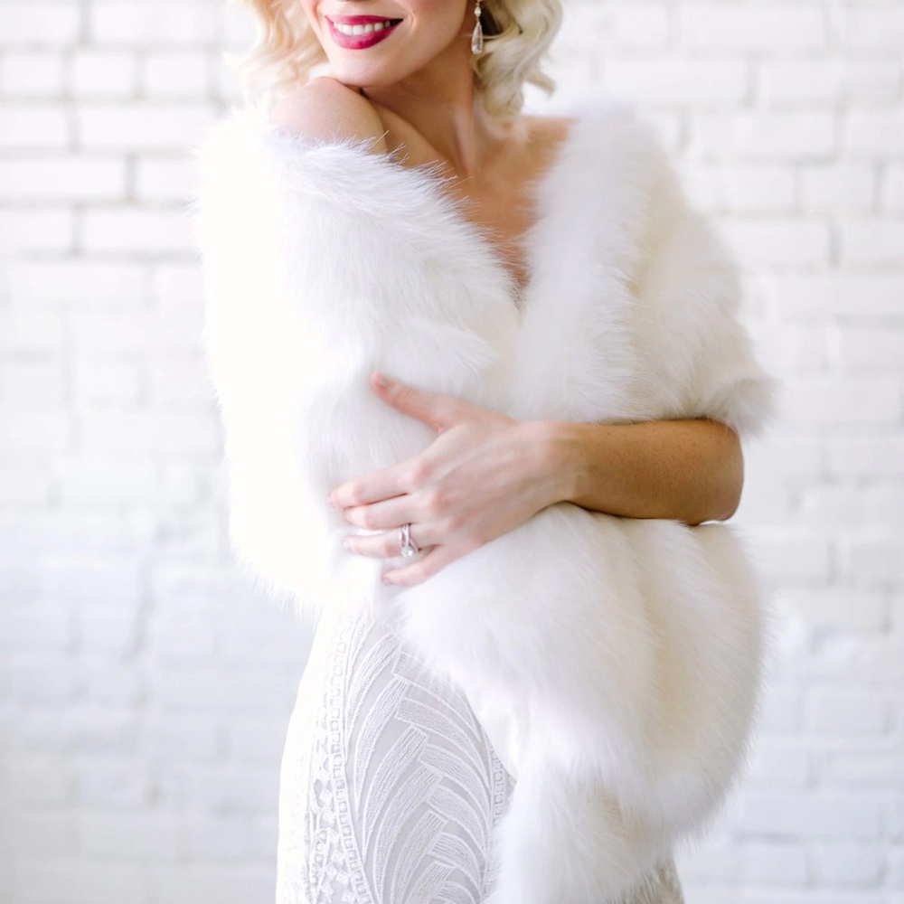 White Faux Fur Shrug